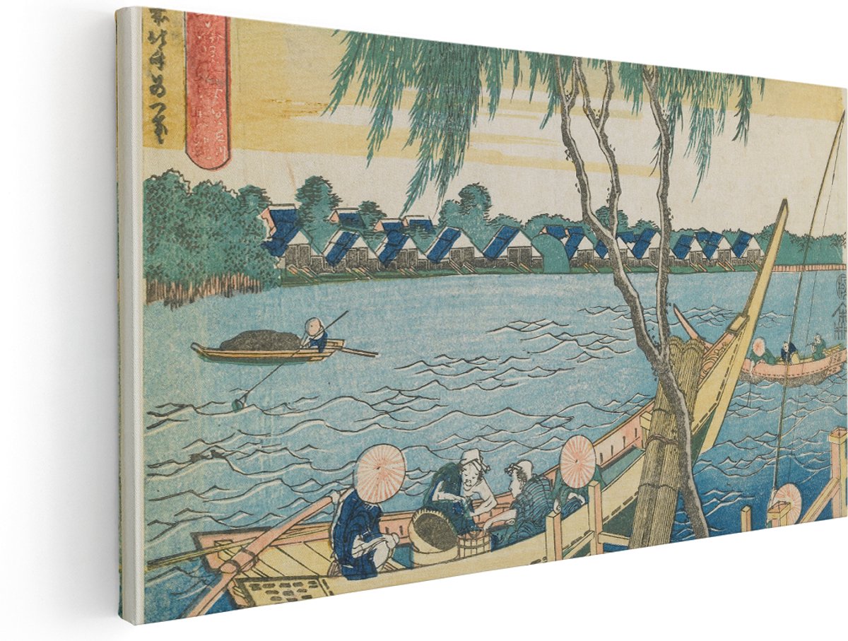 Artaza Canvas Schilderij Ukiyo-E - 160x80 cm - Groot - Wanddecoratie Japan - Muurdecoratie Houtsnede Boom - Schilderijen Op Canvas