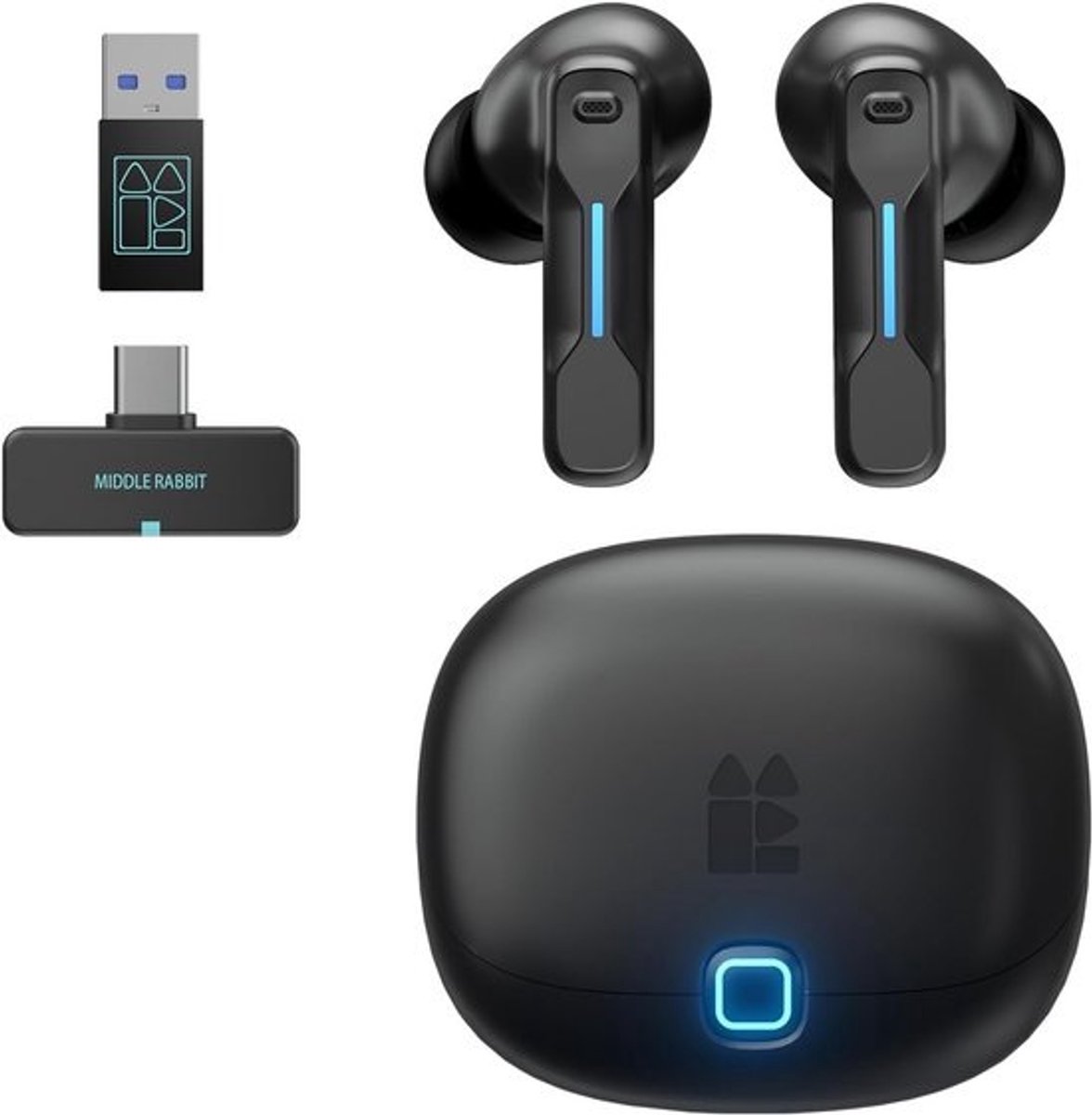 Draadloze Gaming Oordopjes met 2.4G Dongle en Bluetooth 5.4, Lage Latency (20ms), AI Microfoon, IPX4