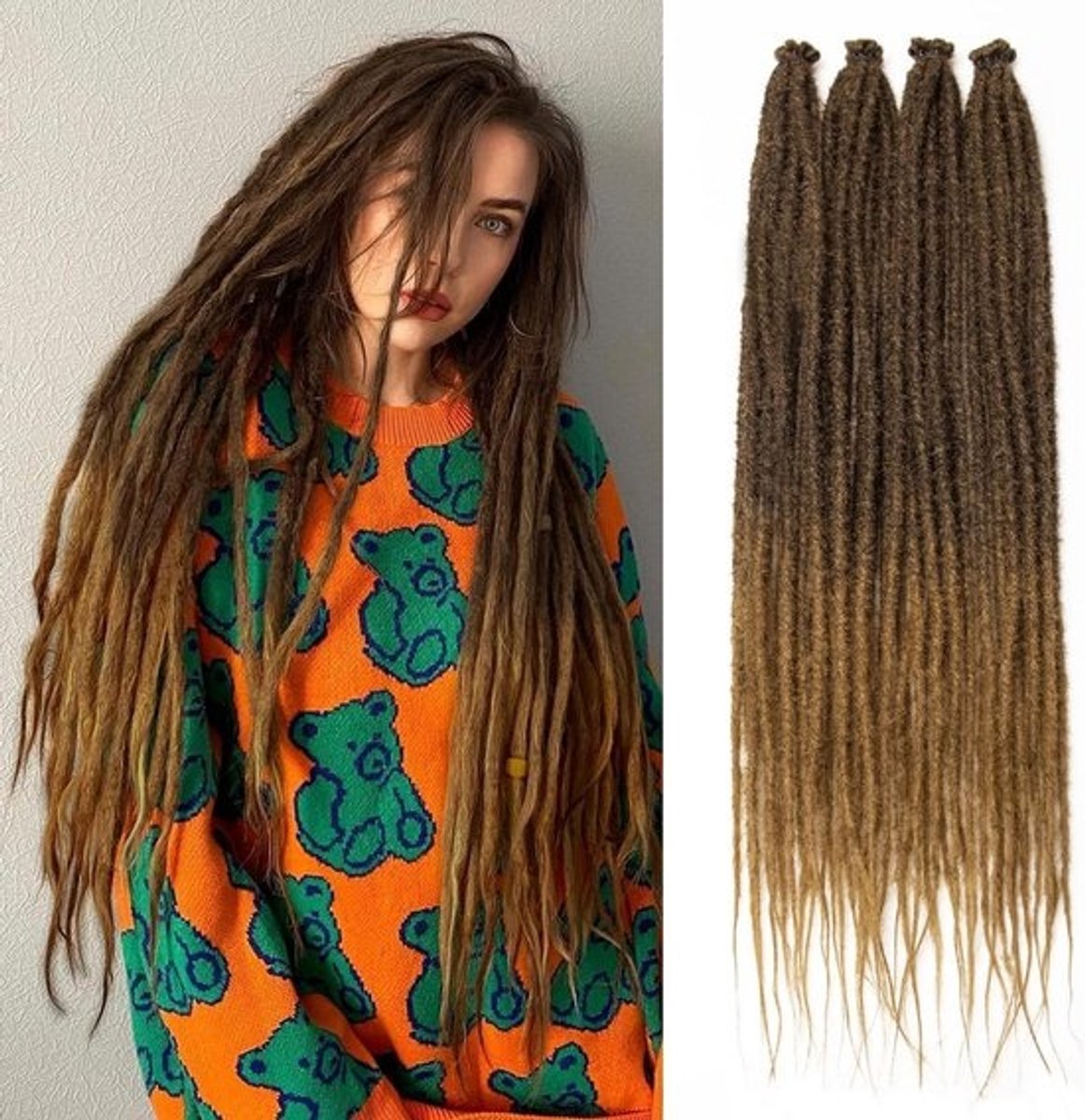 20 Stuks Synthetische Dreadlocks Extensions 60 cm Enkel Eindigend Voor Vrouwen