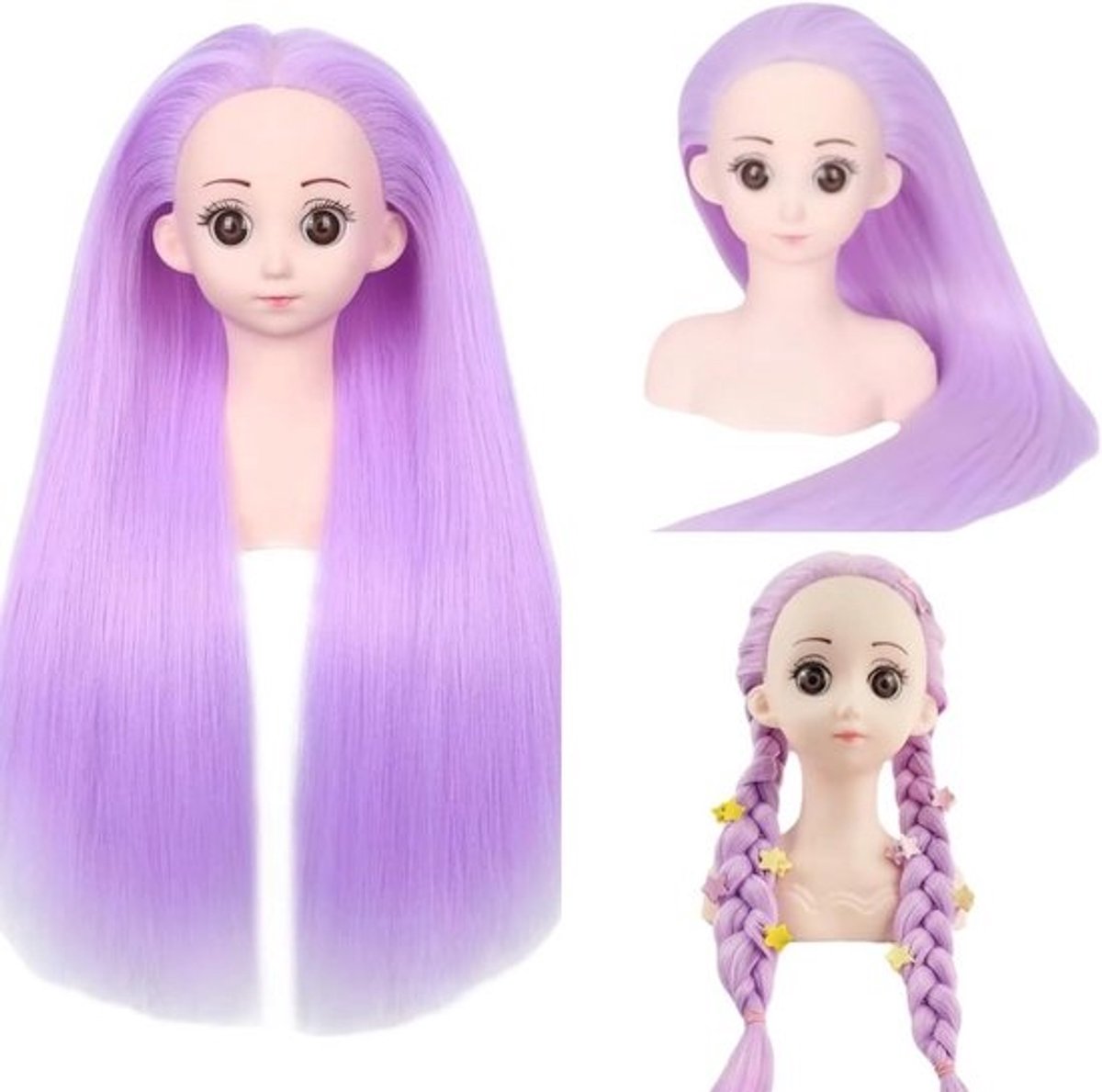 Cosmetologie Mannequin Hoofd met 16 Inch Haar voor Kapsels en Haarstyling