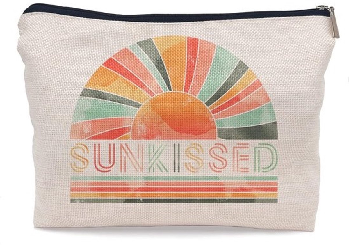 Kleine Boho Make-up Pouch met Zomerse Regenboog Stijl - Ideaal Cadeau