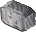 Rechthoekige witte achterreflector met dubbele LED-verlichting en reflecterend raster.
