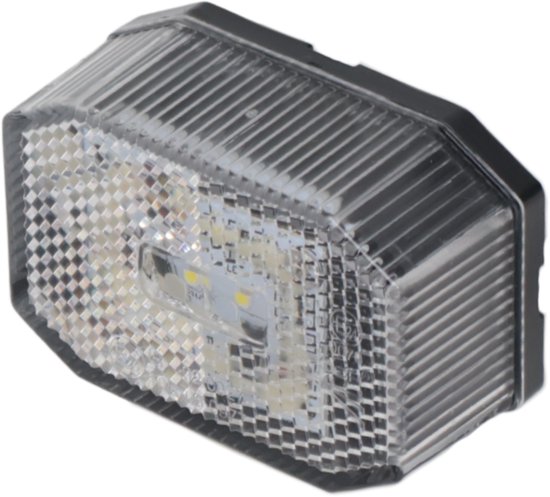 Rechthoekige witte achterreflector met dubbele LED-verlichting en reflecterend raster.
