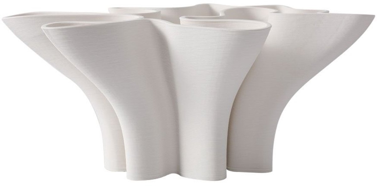 Fugurato Rosa Schaal Wit - Keramiek met 3D-Organische Bloemvorm - Ø35 x H15 cm