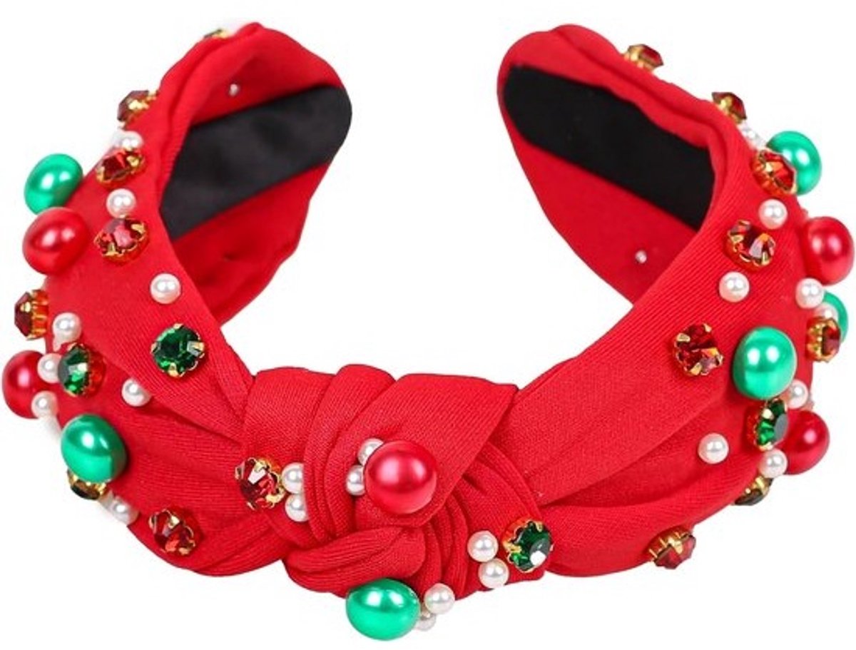 Elegante Kerst Hoofdband met Parel en Kristal voor Dames