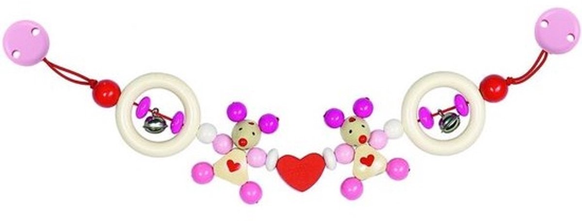 Kinderwagenketting Muis - Roze Speelgoed voor Baby's en Peuters