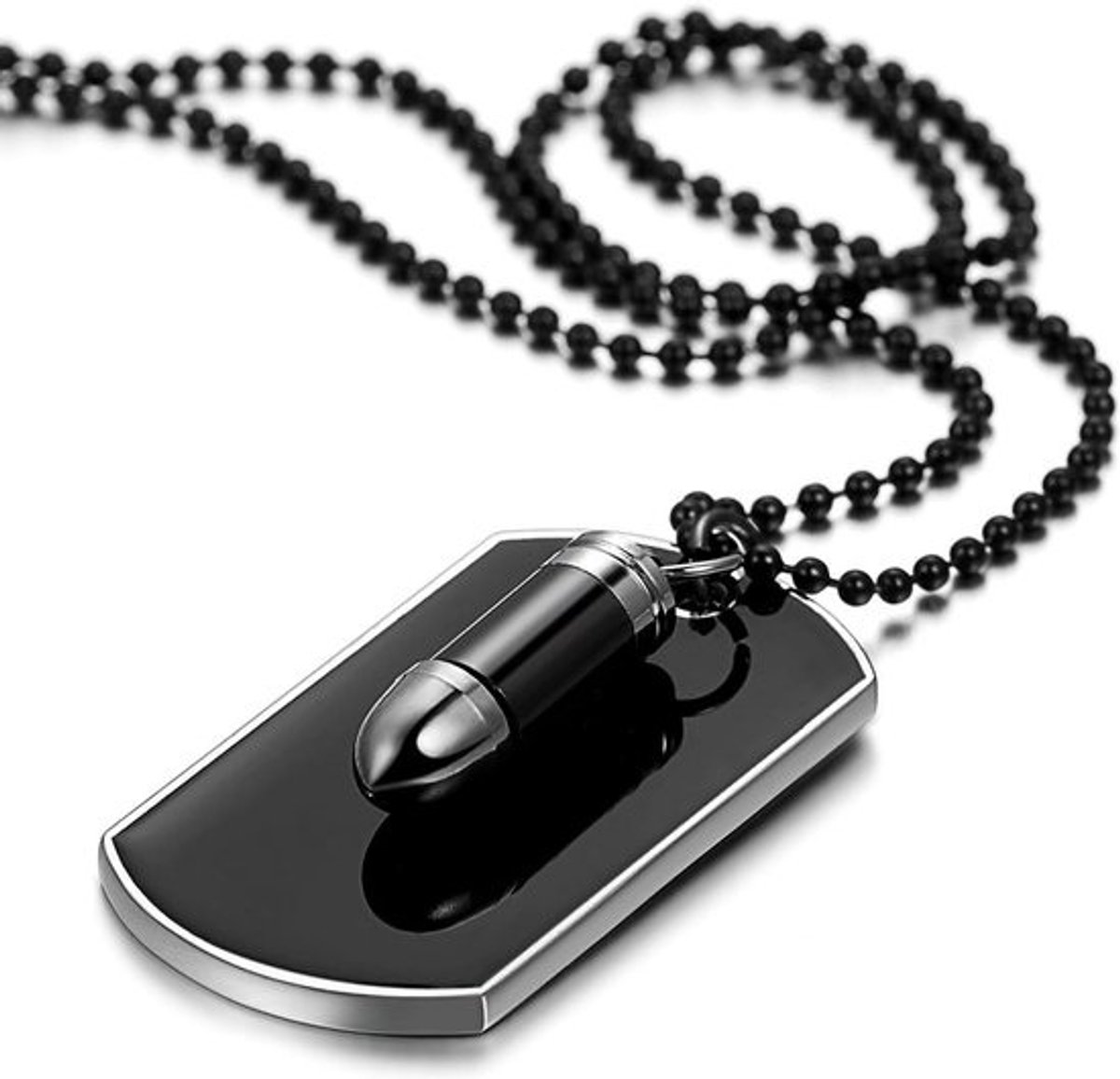 Heren Halsketting met Hanger: Militaire Stijl Dog Tag ID + 70 cm Ketting