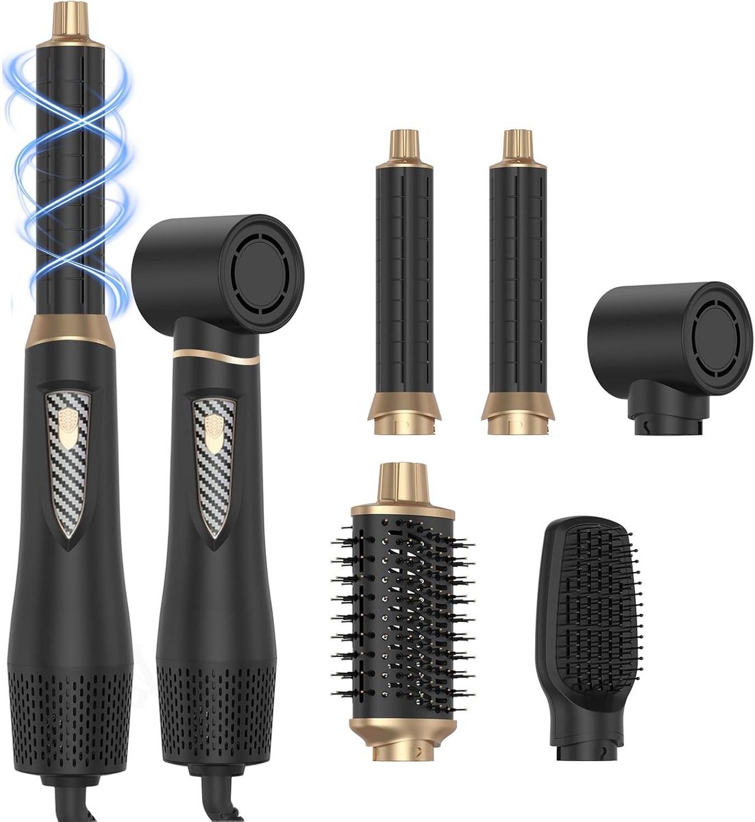 Haarstyler Set - Warme Borstel - Dagelijks Kapsel - 5-in-1 Functionaliteit - 1000W Vermogen - Zwart