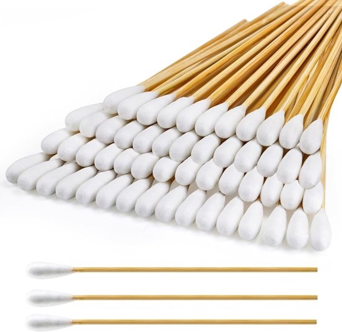 600 Stuks Grote Wattenstaafjes 6 Inch Bamboe Handvat Honden Oorverzorging