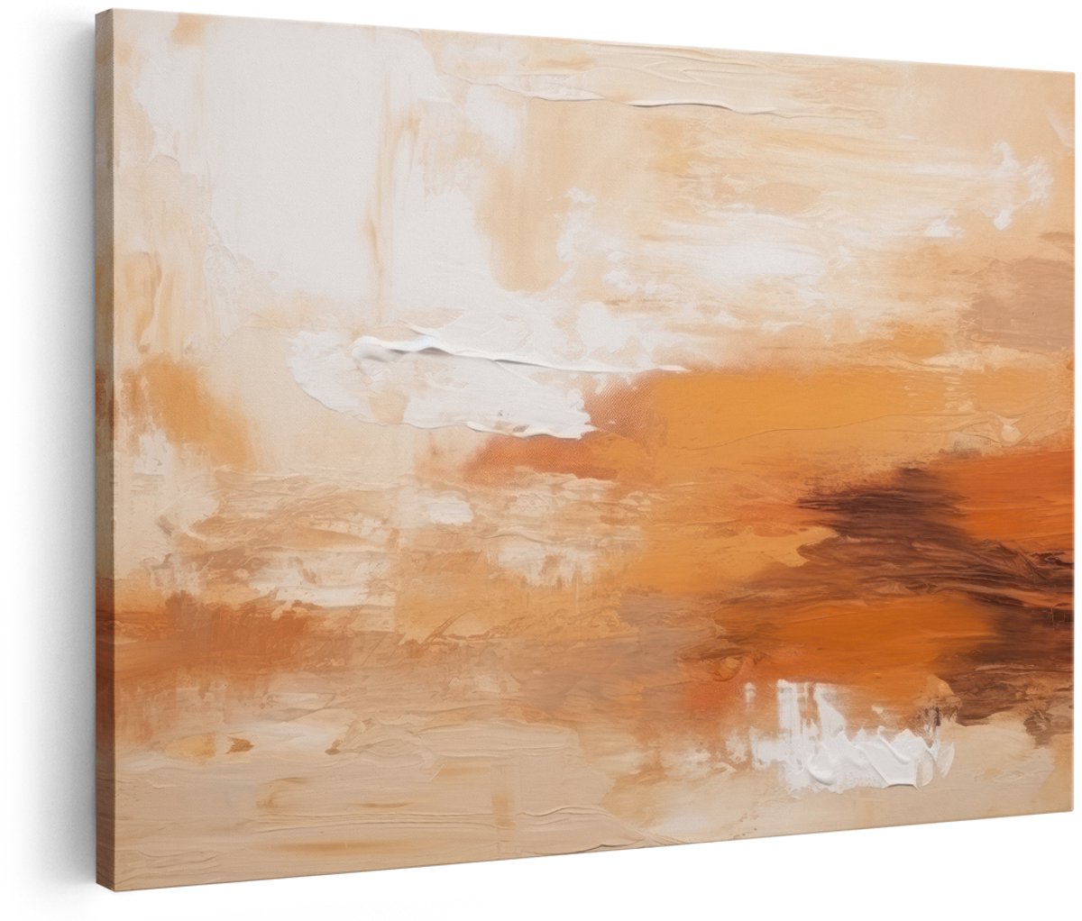 Artaza Canvas Schilderij Abstract - 150x100 cm - Groot - Wanddecoratie Modern - Muurdecoratie Aardetinten - Decoratie Woonkamer - Terracotta