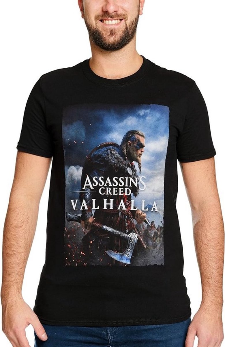 Assassins Creed Valhalla T-Shirt Eivor Motif Unisex Zwart Katoen