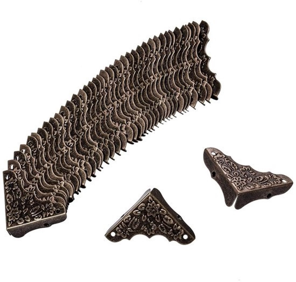 Dailygoods - Hoekbeschermers - Antieke metalen hoekbeschermers - Vintage stijl - Bronzen kleur - Perfect voor meubels - Inclusief schroeven - 20 stuks