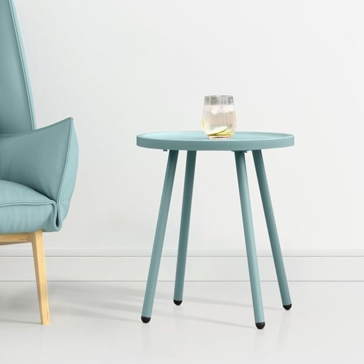 Ronde Buiten bijzettafel Blauw - UV-bestendig Tuin- en Balkontafel