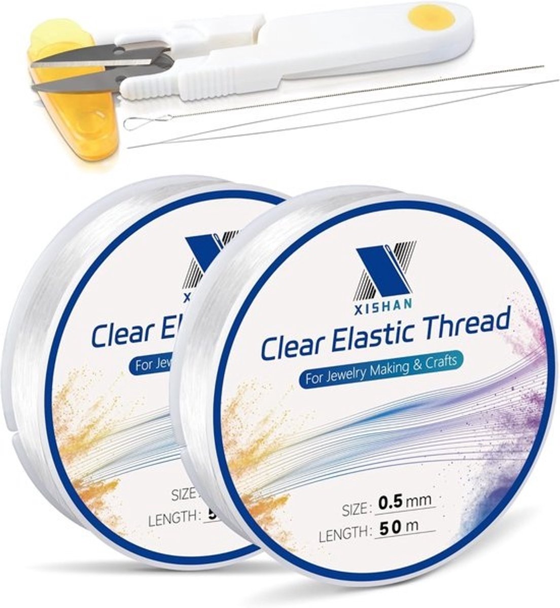 Pack van 2 Clear Elastische Armband String voor DIY Sieraden Maken - 100m (0.5mm)