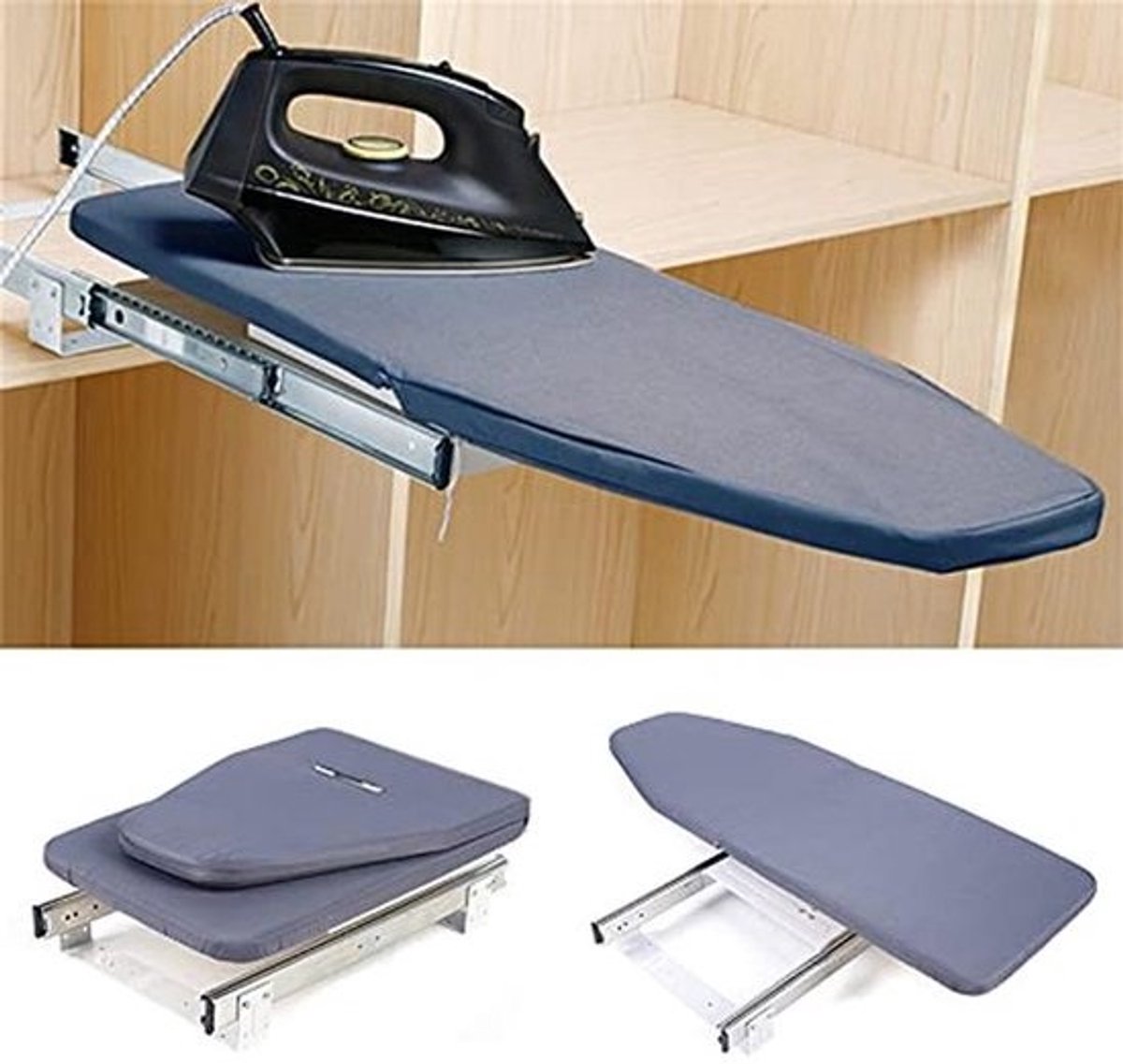 Opvouwbare strijkplank met 180° draaifunctie, wandmontage en mouwplank