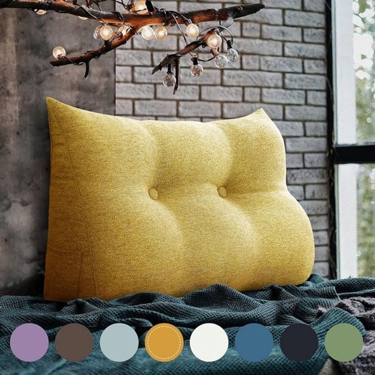 Driehoekig Kussen - Steun Kussen - Comfortabel Lezen - Ergonomisch Ontwerp - 80 cm - Geel