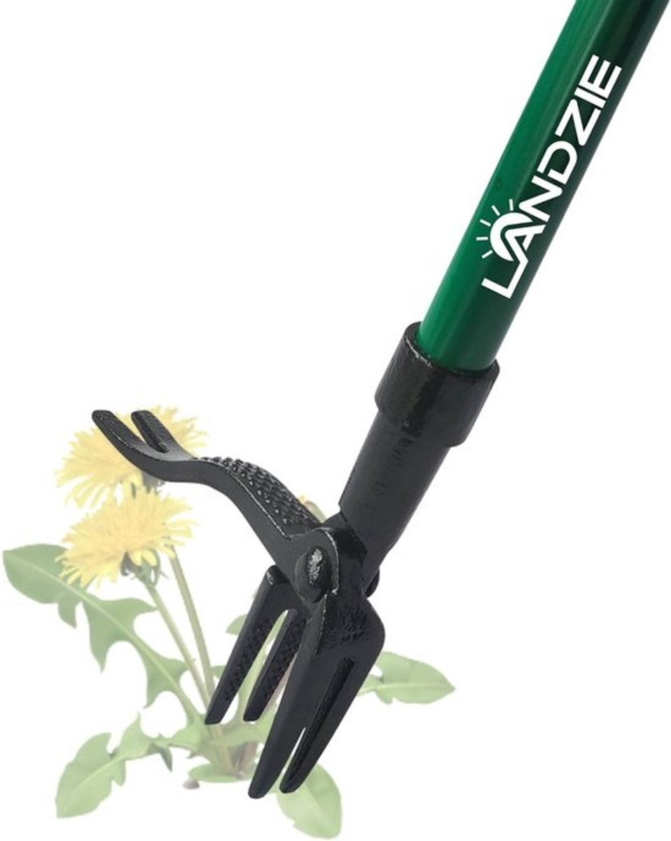 Onkruidtrekker 101 cm - Staande onkruidverwijderaar met lange steel en vier gekartelde stalen klauwen