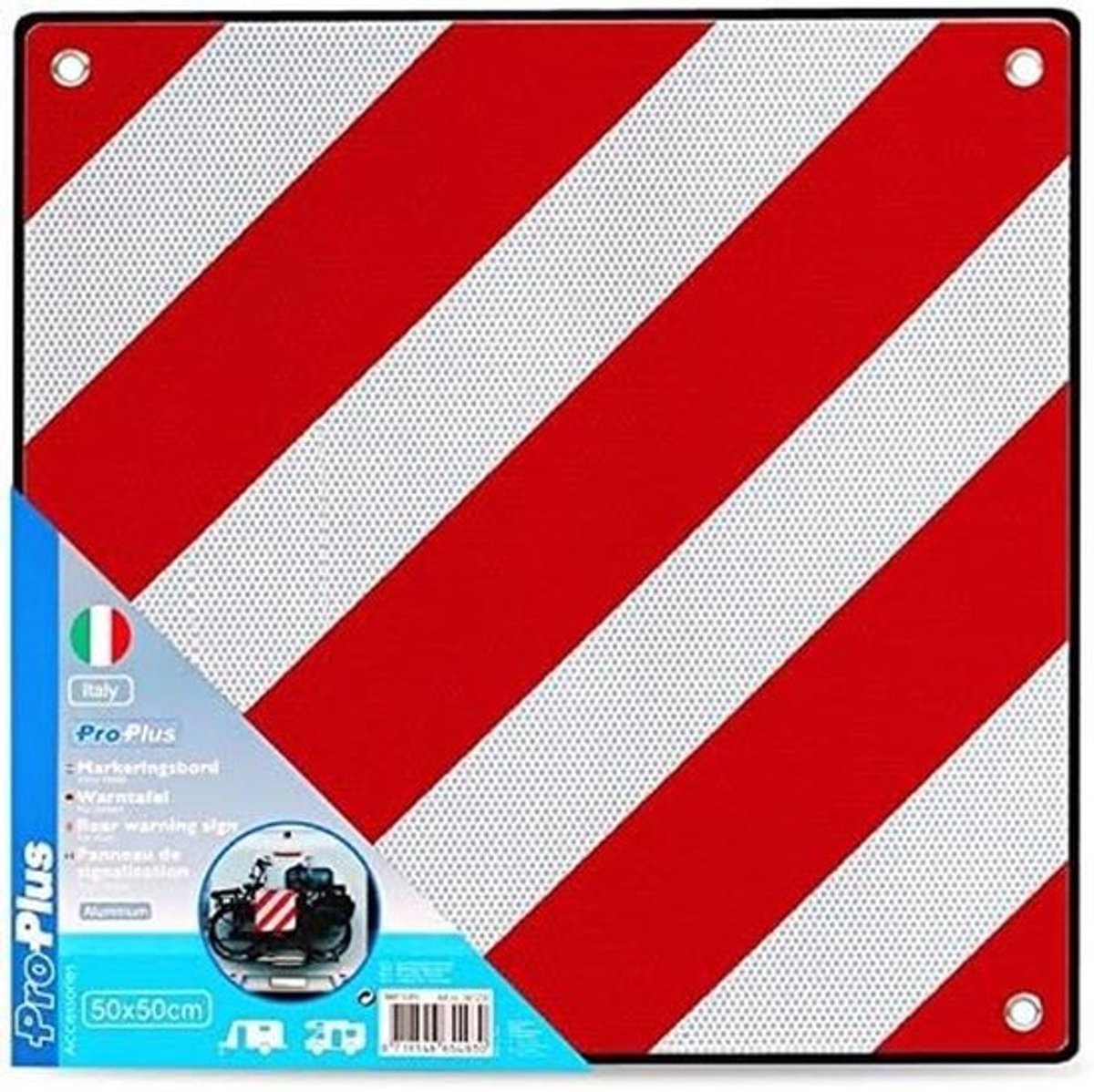 Reflecterend Italiaans Waarschuwingsbord Uitstekende Lading 50x50 cm Rood Wit met Ogen