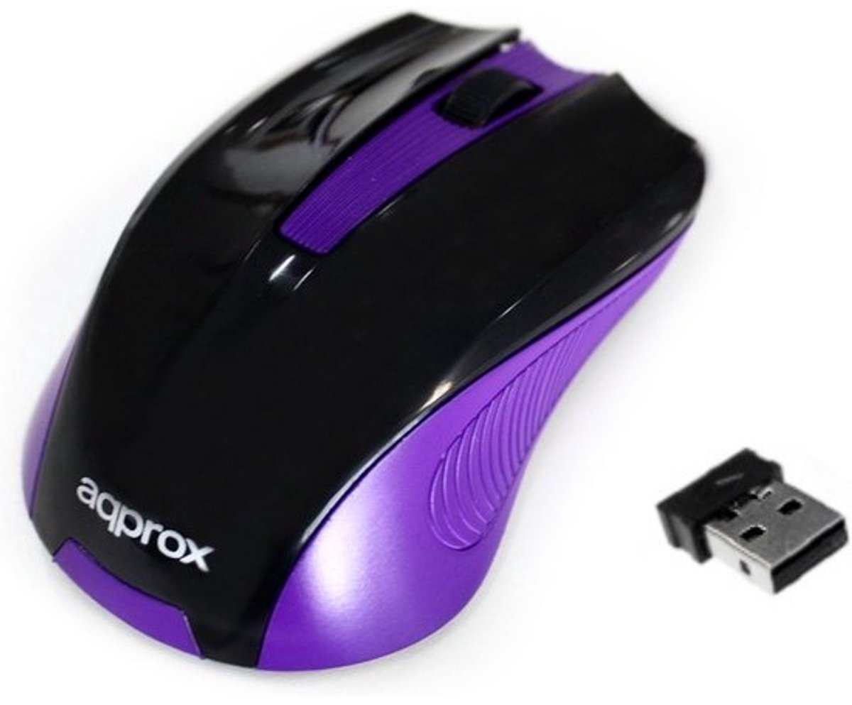 Draadloze optische muis 2.4GHz 1200DPI met nano USB-ontvanger - zwart paars