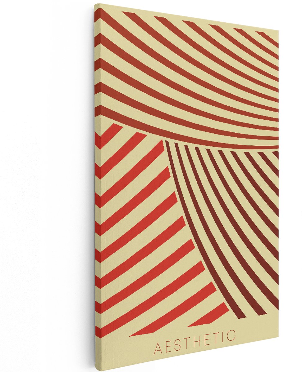 Artaza Canvas Schilderij Abstract - 120x180 cm - Groot - Wanddecoratie Retro - Muurdecoratie Geometrisch - Decoratie Woonkamer - Beige