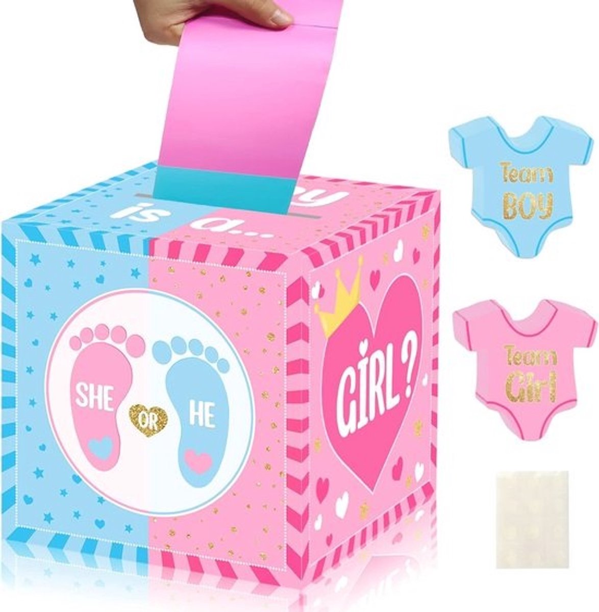 Geslacht Onthullen Speldoos met Stemkaarten voor Baby Shower
