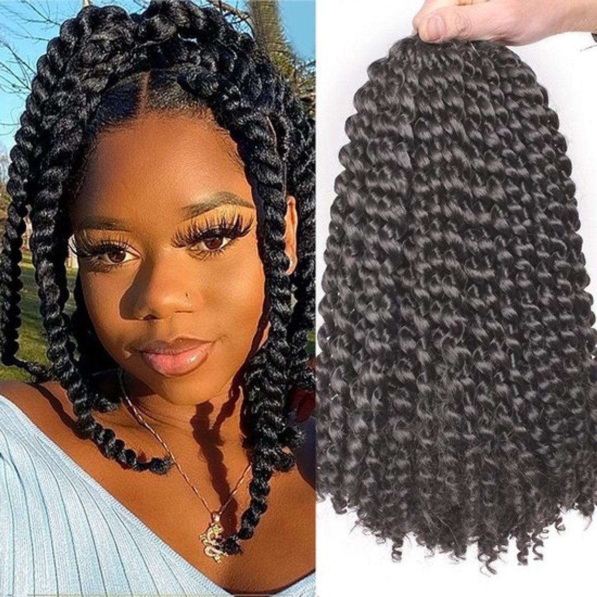 12 Inch Korte Watergolf Twist Vlechten Haar voor Vrouwen - 7 Packs Bohemian Krul Synthetisch Haar