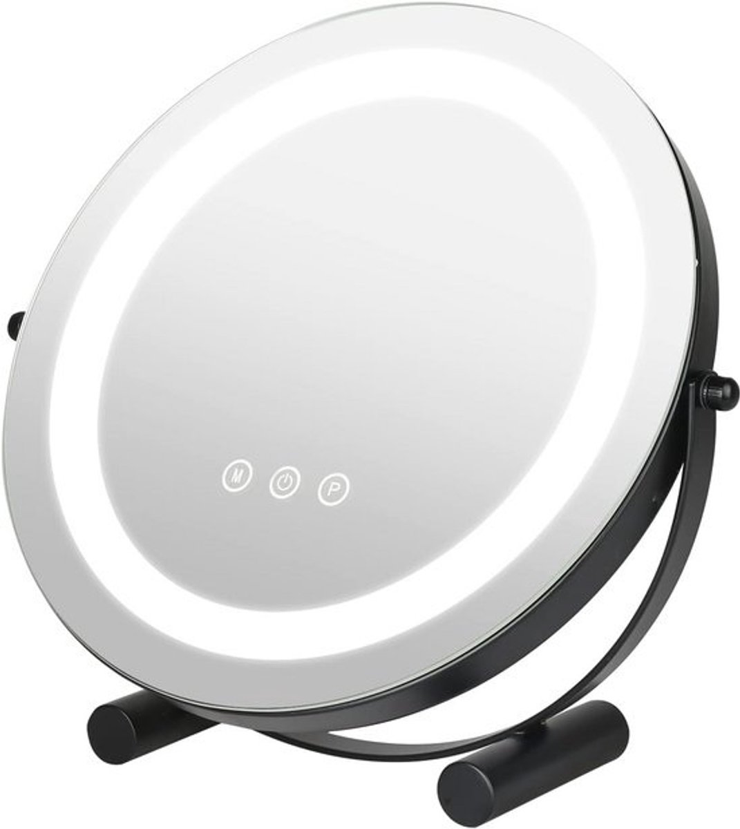 Ronde LED Make-up Spiegel met Touchscreen en Drie Kleurinstellingen, Verlichte Tafelspiegel 30cm