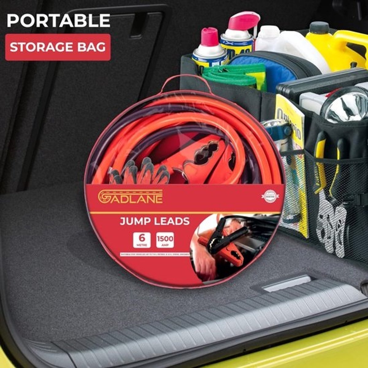 Startkabels 6 meter met krachtige klemmen - 1500A voor auto's en bestelwagens