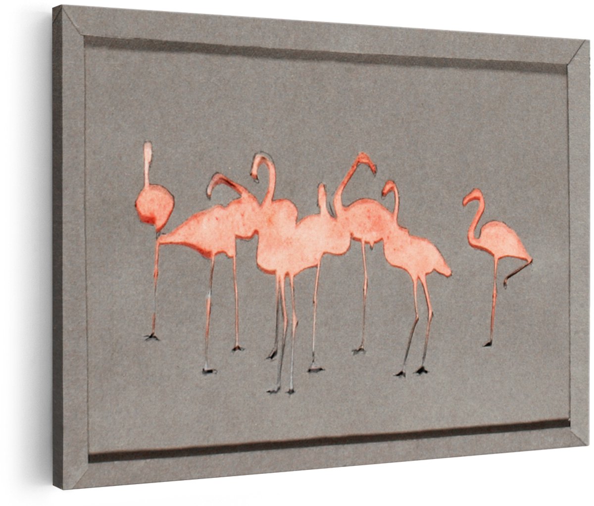 Artaza Canvas Schilderij Flamingo - 150x100 cm - Groot - Wanddecoratie Vogels - Muurdecoratie Dieren - Schilderijen Op Canvas - Roze