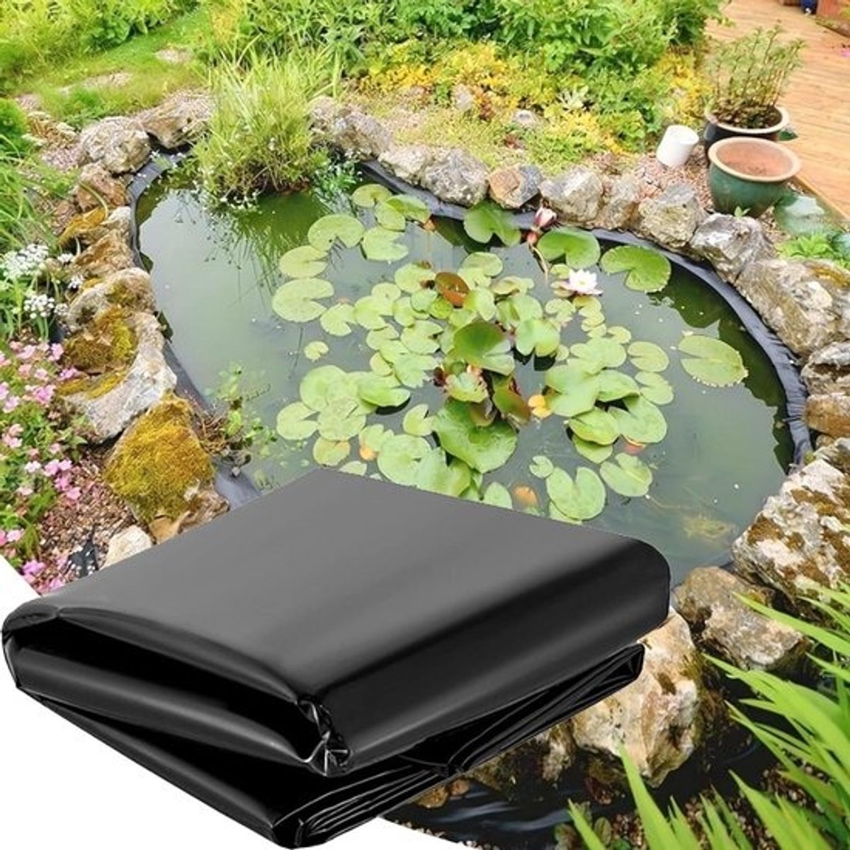 Vijverfolie HDPE - Waterdicht Membraan - Tuin Waterpartij - UV en Scheurbestendig - 2x3m - Zwart