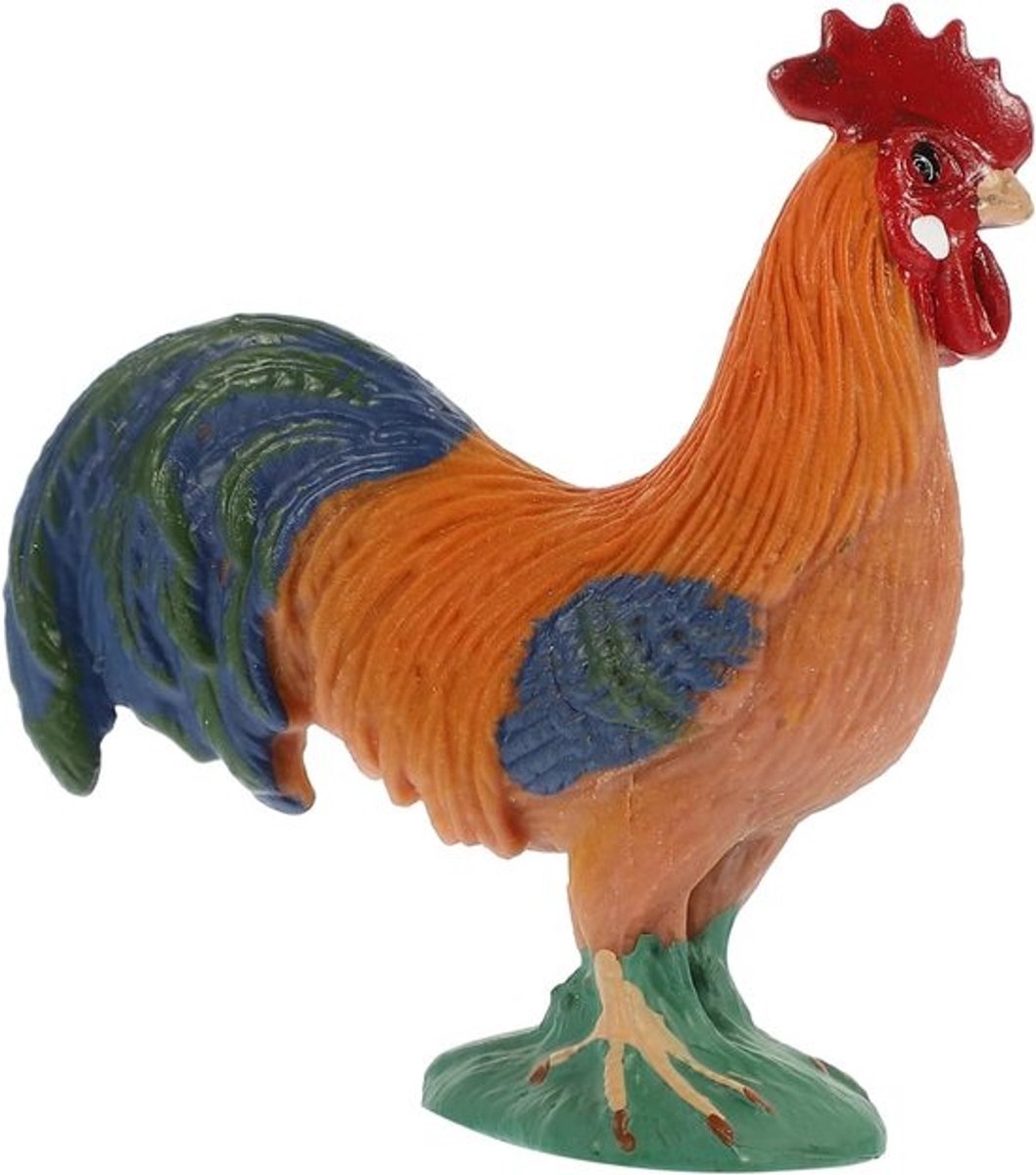 Rooster Model - Boerderijdier Ornament - Tuin Decoratie - Levensecht Vakmanschap - 6 cm - Rood