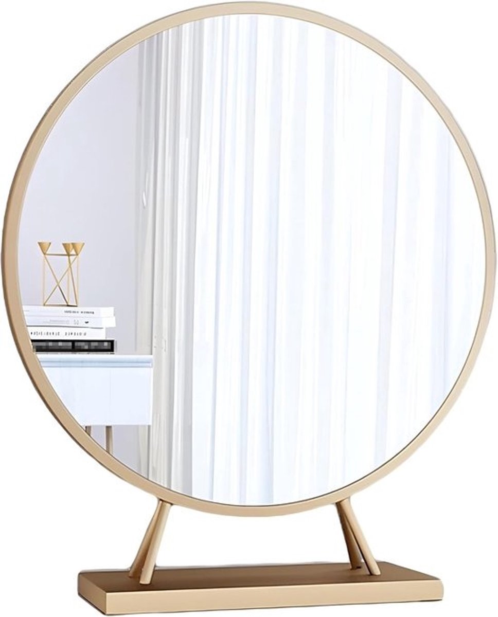 Make-up spiegel - Ijdelheid spiegel - Dagelijks gebruik - Scandinavische stijl - 30 cm - Goud