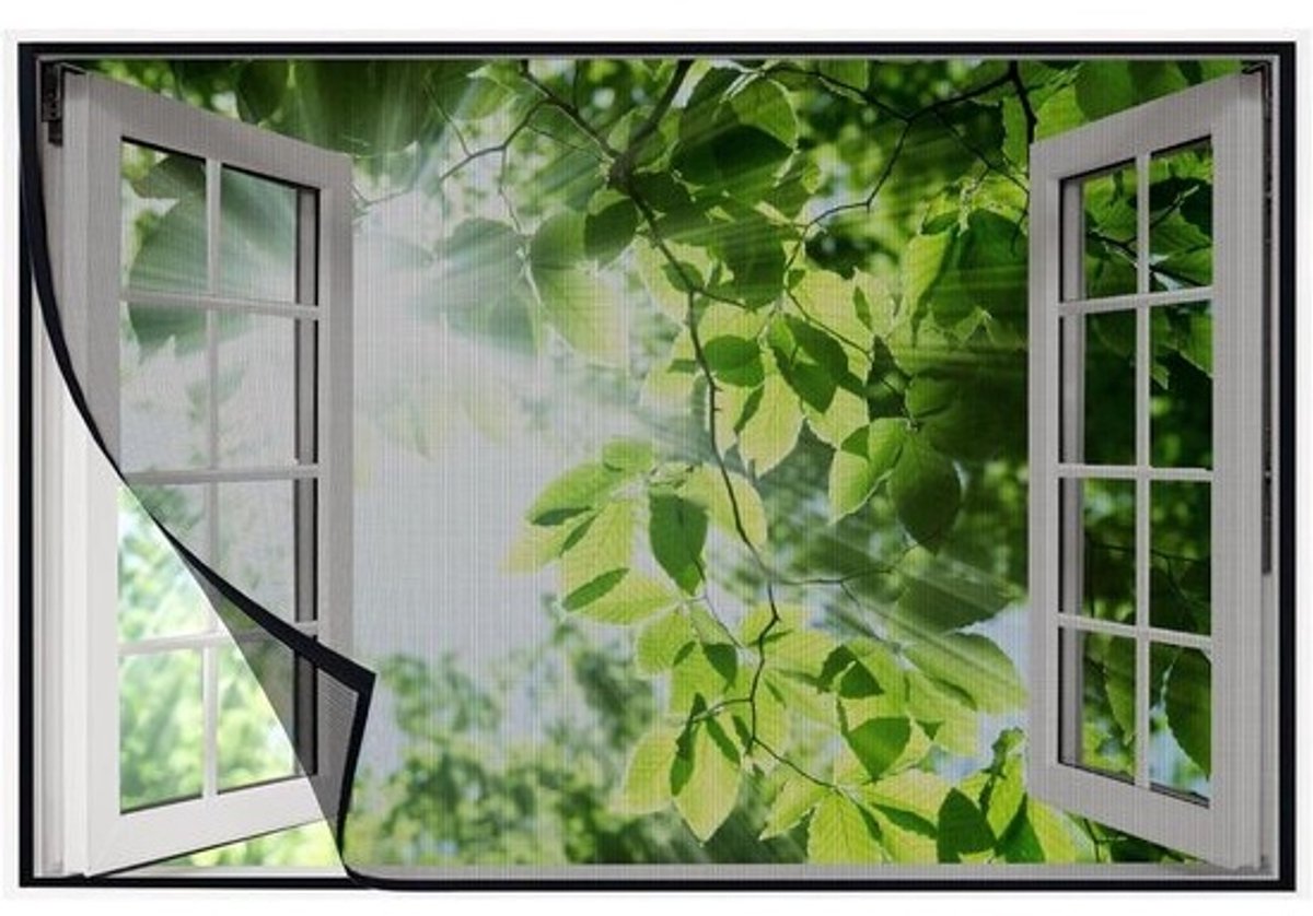 Raamhor Set - Vliegenraam Hor - Insecten Buiten Houden - Zonder Boren Installatie - 130x175cm - Zwart