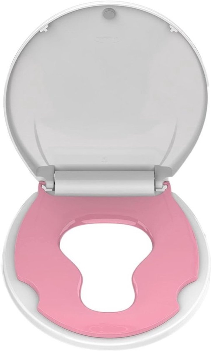 Toiletbril met Kinderzitje - WC-bril Toiletdeksel - Gezinsbadkamer - Ingebouwd Kinderzitje - Universele Pasvorm - Wit en Roze