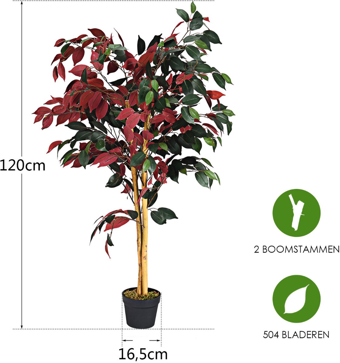 SureDeal® - Kunstplant - Kunstmatige Boom Hoge - Groen en Rood