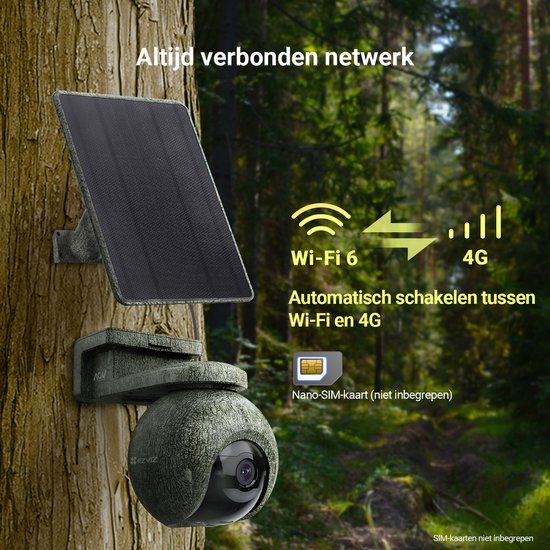 EZVIZ EB8 Pro 4G Ranger Kit - 4K Beveiligingscamera Buiten - 8W Zonnepaneel - 360° Draaibaar - 4G & Dual-Band WiFi - Slimme Detectie - Google Assistant & Amazon Alexa - IP65 — afbeelding 4