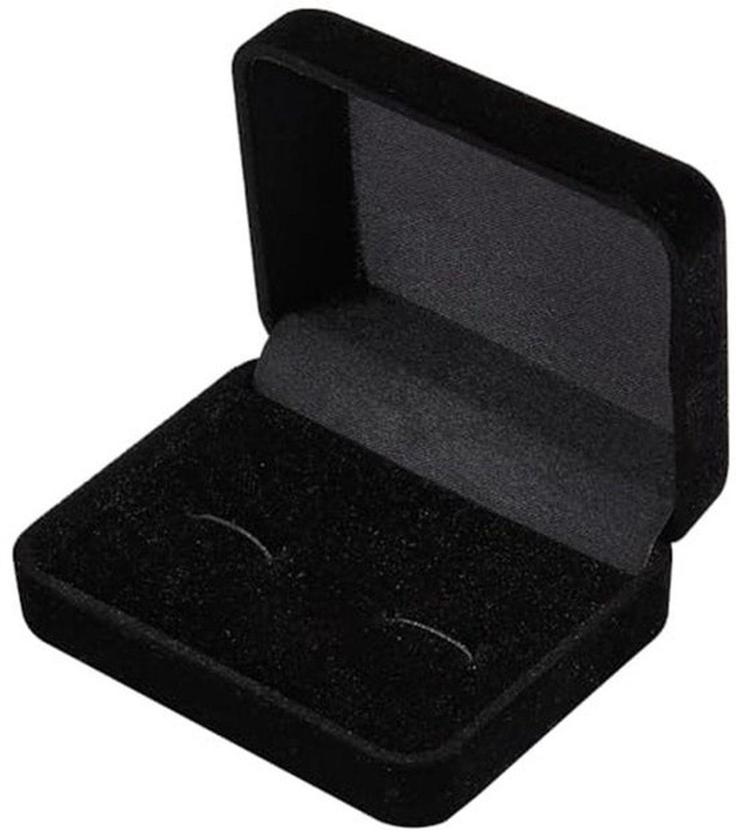 Fluwelen Manchetknopen Opbergdoos voor Sieraden - Kleine Zwarte Rechthoekige Doos voor Stropdas Clips en Sieraden