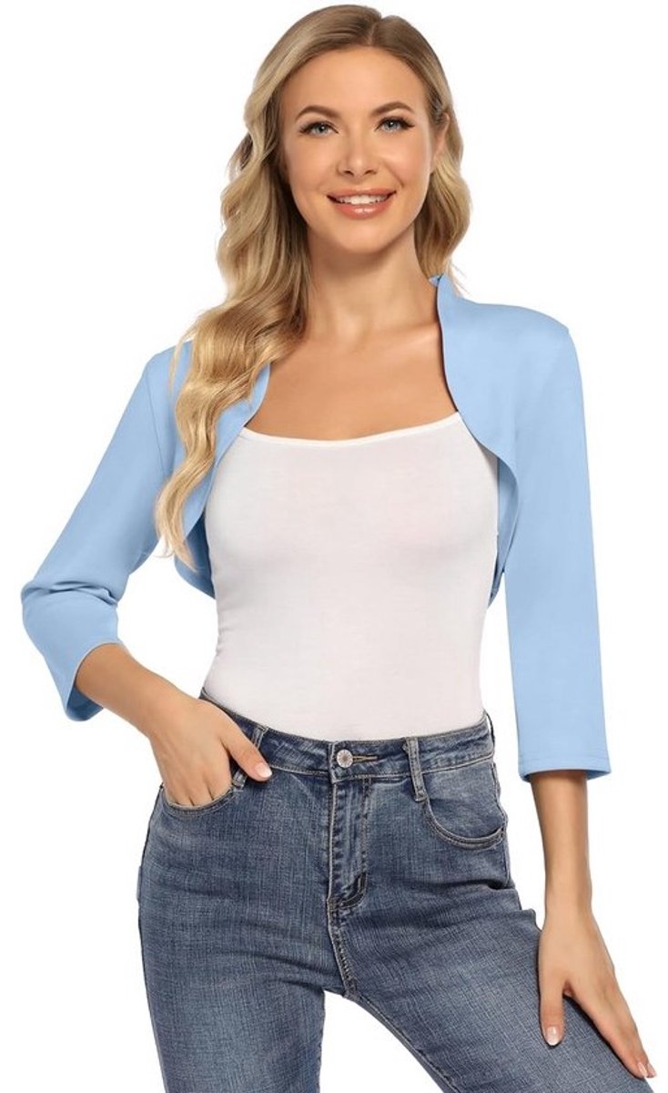 Elegant gebreid dames vest korte bolero met 3/4 mouwen