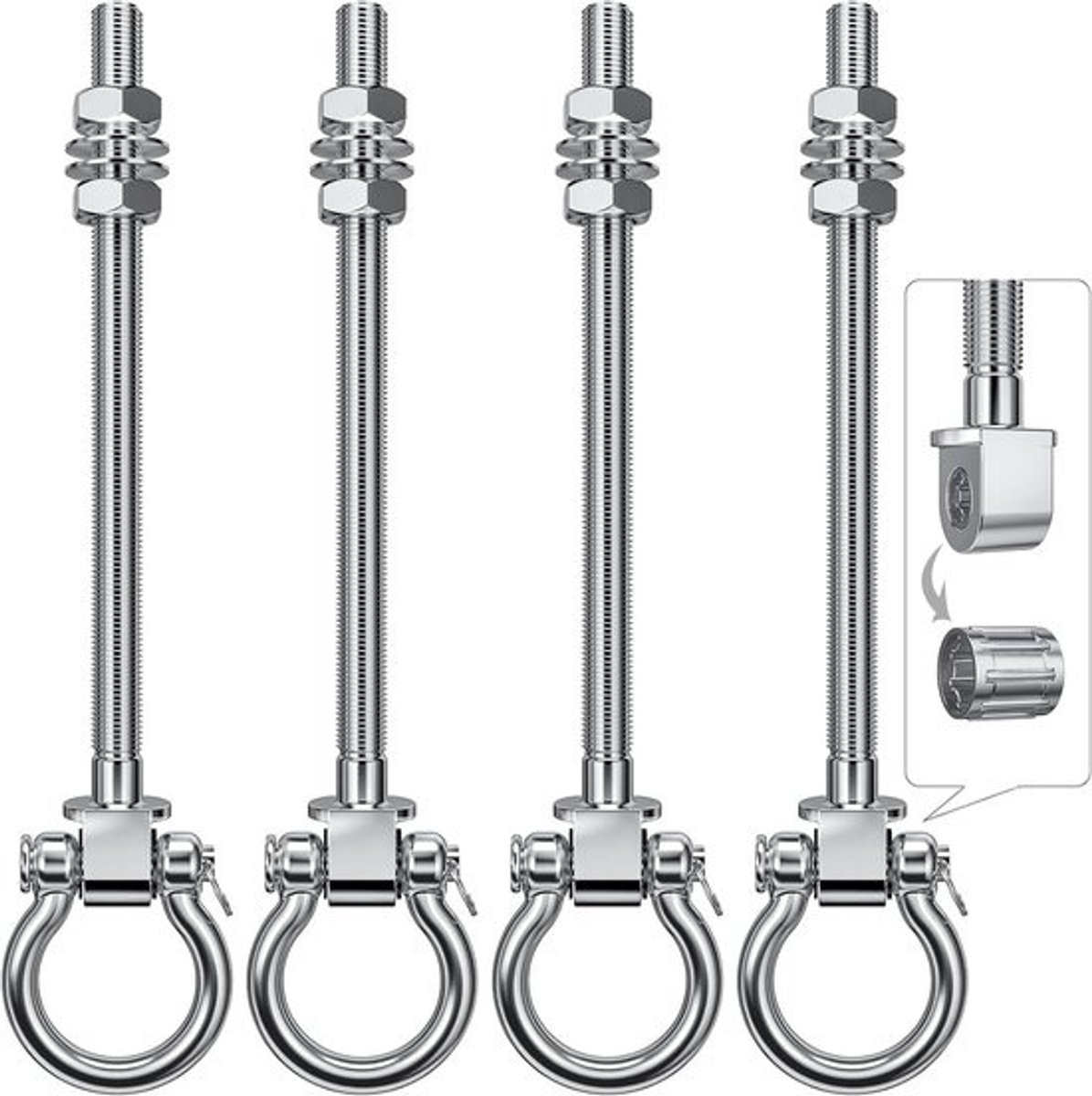 Set van 4 Duurzame RVS Schommelhaken met Lagers voor Hangstoelen en Schommels