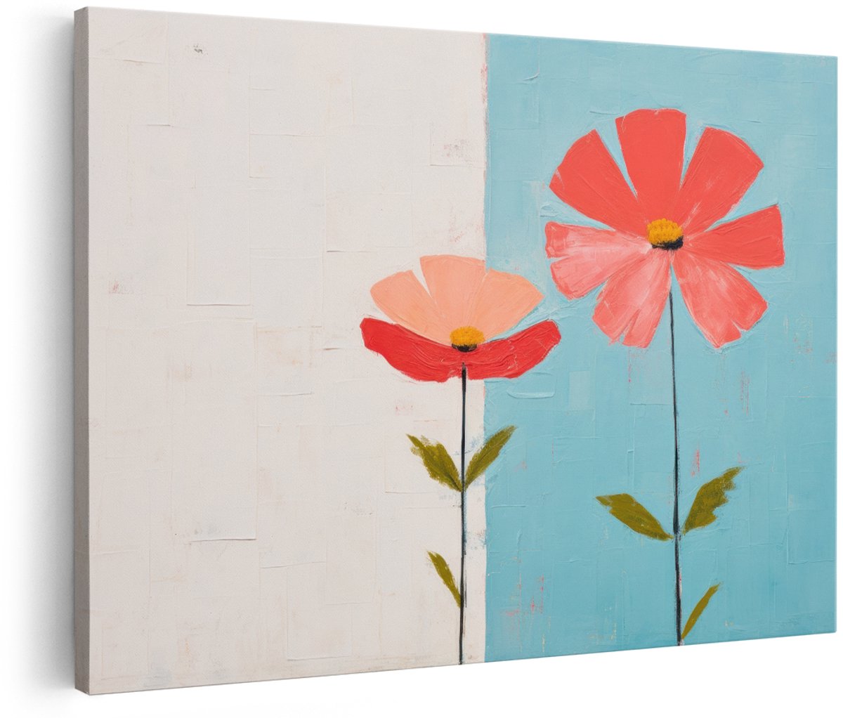 Artaza Canvas Schilderij Bloemen - 180x120 cm - Groot - Wanddecoratie Abstract - Muurdecoratie Modern - Schilderijen Op Canvas - Rood