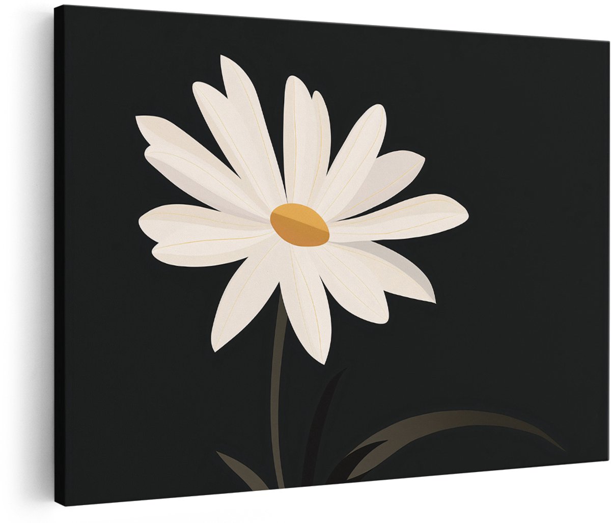 Artaza Canvas Schilderij Bloem - 180x120 cm - Groot - Wanddecoratie Madelief - Muurdecoratie Bloemen - Decoratie Woonkamer - Wit