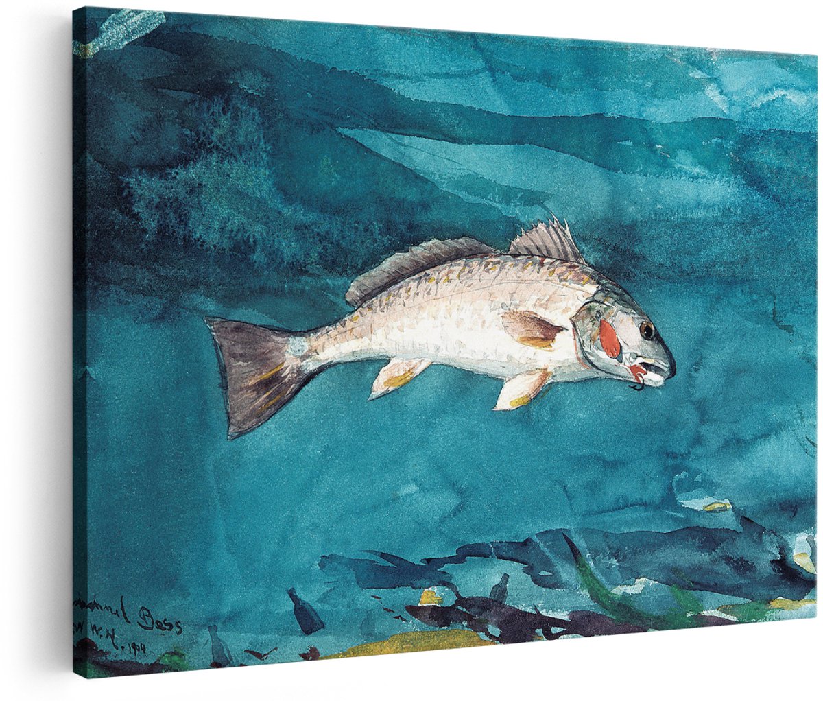 Artaza Canvas Schilderij Vis - 180x120 cm - Groot - Wanddecoratie Onderwater - Muurdecoratie Oceaan - Schilderijen Dieren Aquarel