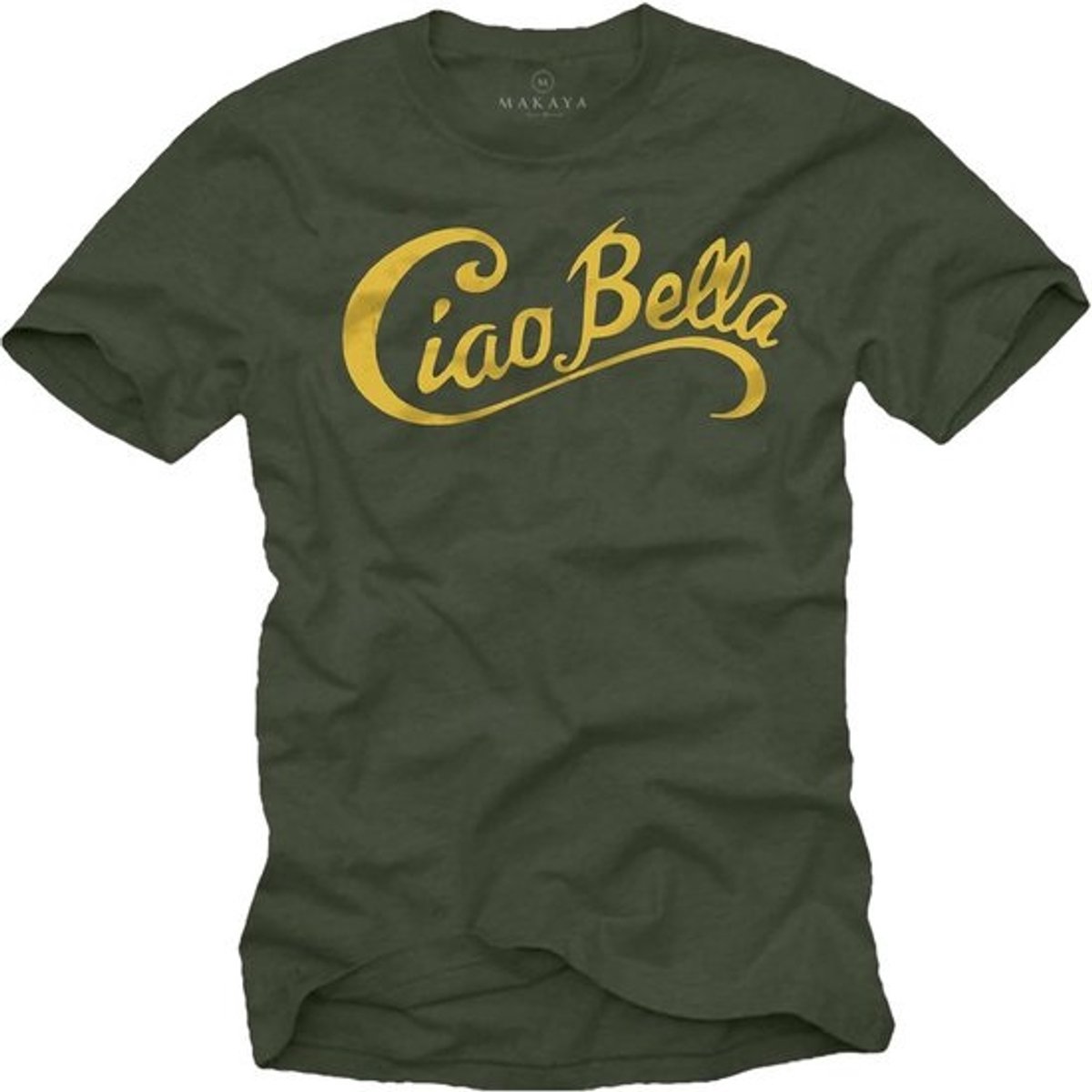 Heren T-Shirt met Italiaanse Spreuk 'Ciao Bella' - Katoen Kwaliteit Shirt