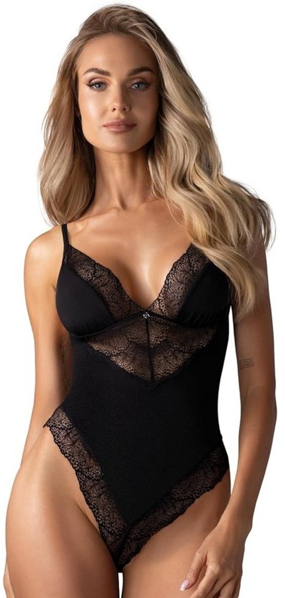 Verleidelijke 2-delige Dameslingerieset met Opencups Body en Satijnen Blinddoek