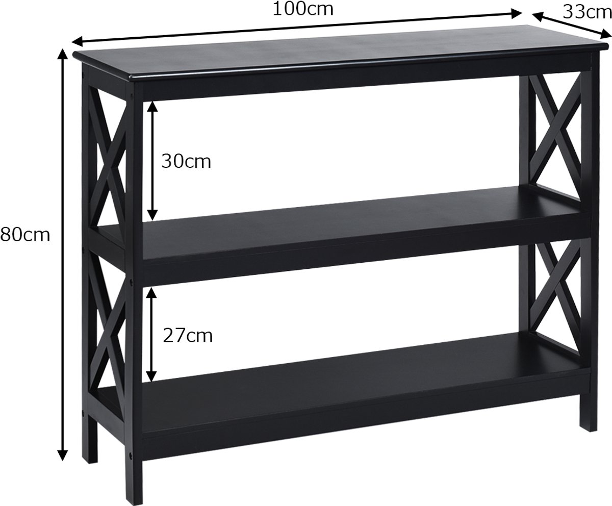 SureDeal® - Consoletafel - Industriële Laagse Rustieke - Opbergplank ontwerp Boekenplank - 100x33x80 cm - Zwart