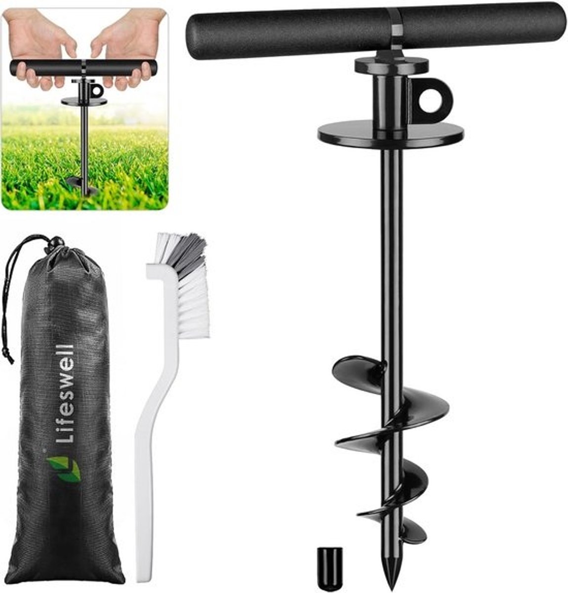 Hondenuitlooppaal 35 cm - Spiraalvorm voor middelgrote en grote honden, tot 100 kg, voor tuin, camping en strand