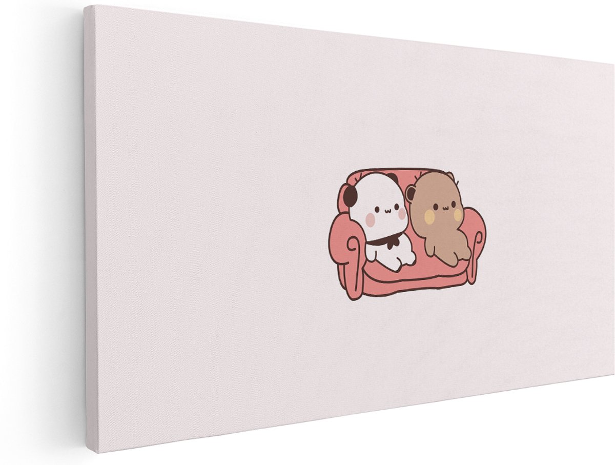 Artaza Canvas Schilderij Bubu Dudu - 180x90 cm - Groot - Wanddecoratie Kinderkamer - Muurdecoratie Schattig - Decoratie Babykamer - Roze