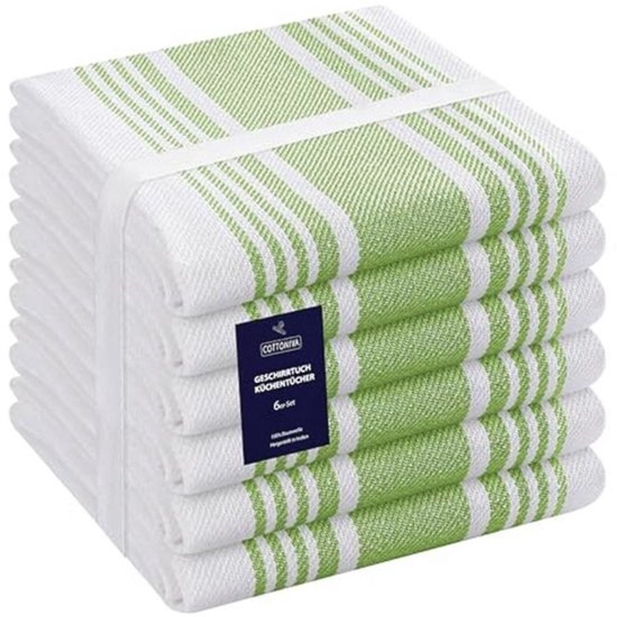 Set van 6 Groene Keukendoeken - Absorberend en Sneldrogend 40,6 x 66 cm