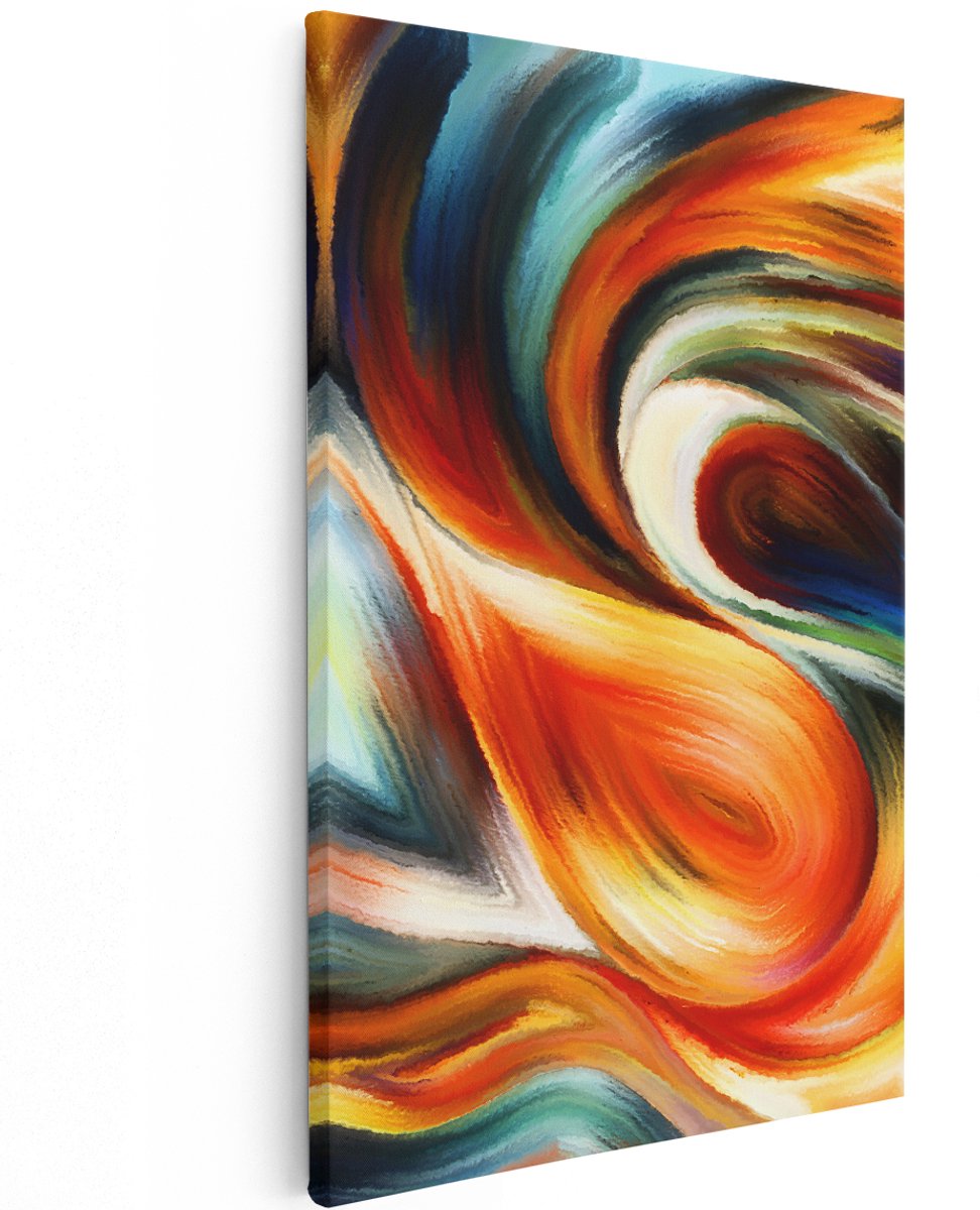 Artaza Canvas Schilderij Abstracte Kunst van Kleurrijke Verf - 120x180 cm - Groot - Wanddecoratie Woonkamer - Schilderijen - Muurdecoratie