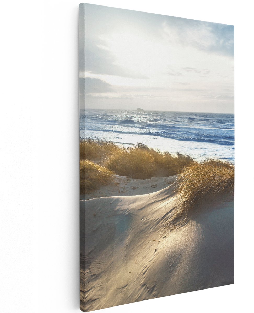 Artaza Canvas Schilderij Duinen En Zee - 120x180 cm - Groot - Wanddecoratie Woonkamer - Schilderijen - Muurdecoratie